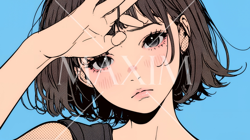 額に手を当てて「困ったな」ポーズをしている若い女性