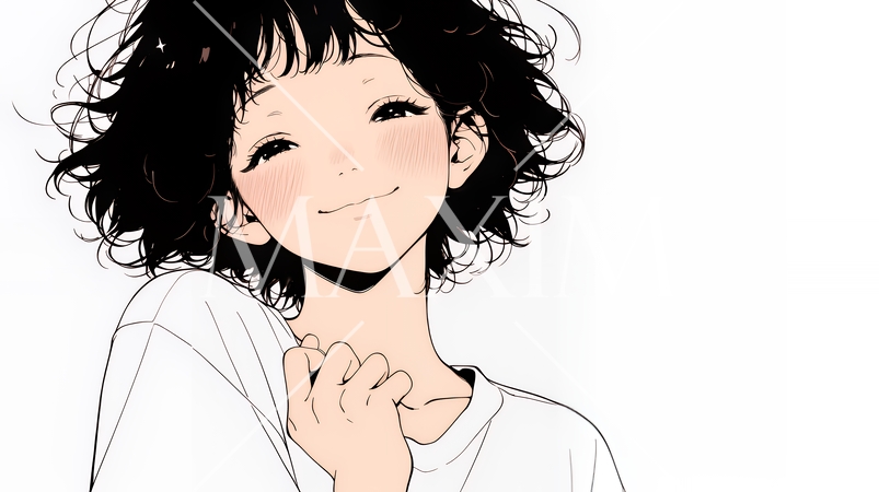 満面の笑みでYesと言っている若い女性（シンプルな色使い）