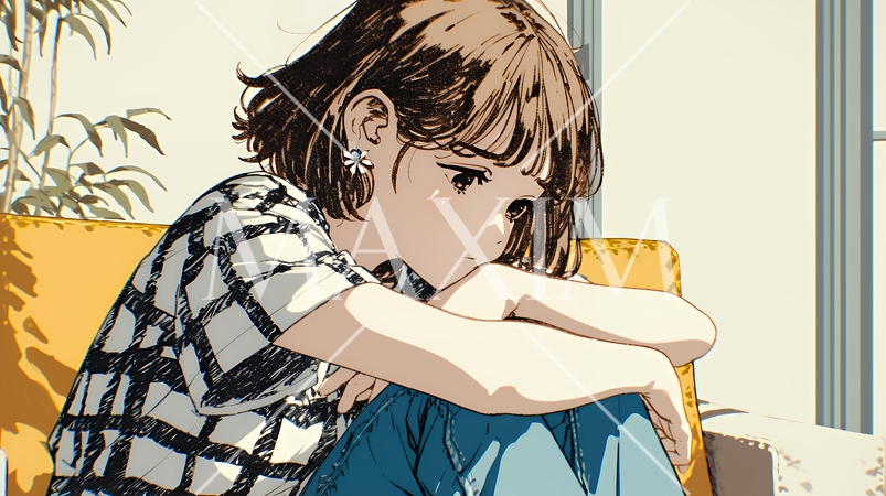 腹痛（生理痛）に苦しむ若い女性