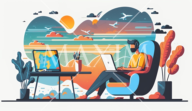 テレワーク／リモートワーク（場所に縛られない働き方）（POPな表現）