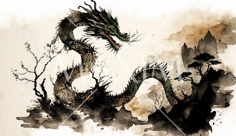 龍の水彩画