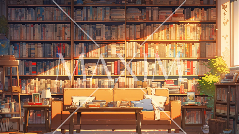 イラスト、書棚、本、書籍、蔵書、読書、書庫、ライブラリー、知識、教育、書物、多読、文学、スタック、教