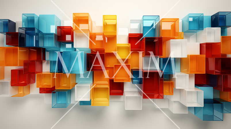 色とりどりのプラスチックブロックで構成されたジオメトリックな背景