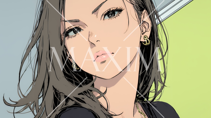 嫉妬の表情を浮かべる若い女性