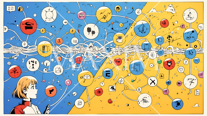 DX・AI・クラウドで進むデジタルトランスフォーメーション｜データネットワークのビジネスコンセプト