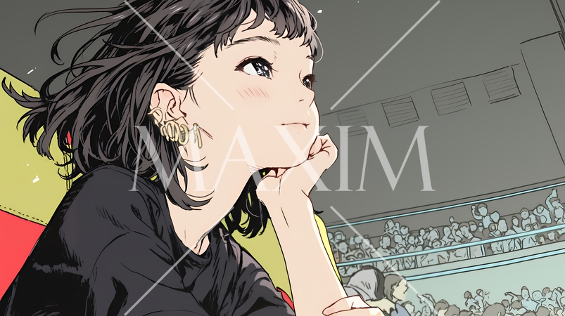 映画や演劇を鑑賞している若い女性