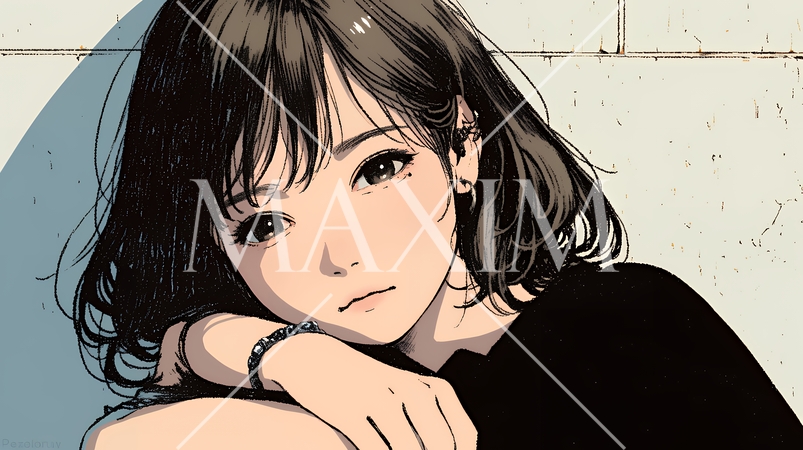 考え事をしている若い女性