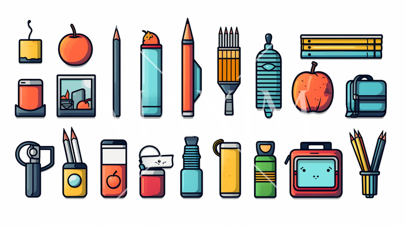 事務机周りの品々のアイコンのリファレンス