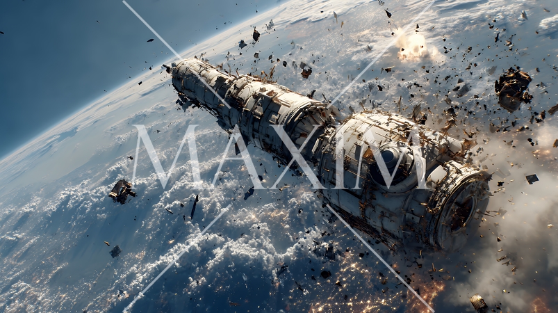 デブリと衝突して破損した人工衛星