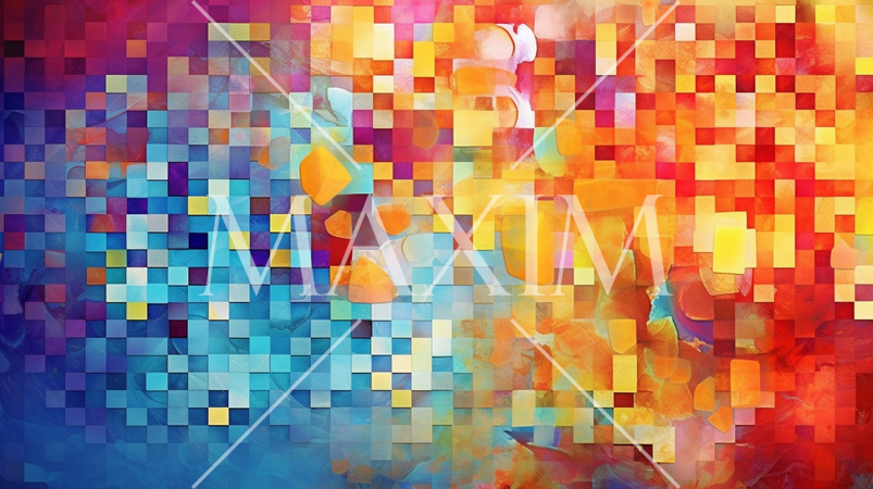 カラフルなモザイク背景：色とパターンの異なる小さな幾何学模様のモザイクで活気と個性を表現。