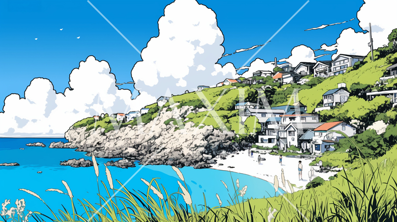 南国の白い砂浜と青い海と青い空