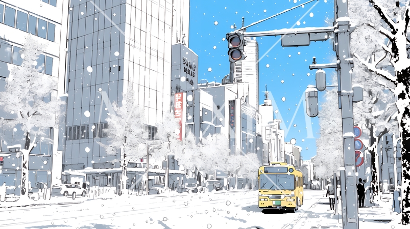 都市の雪景色