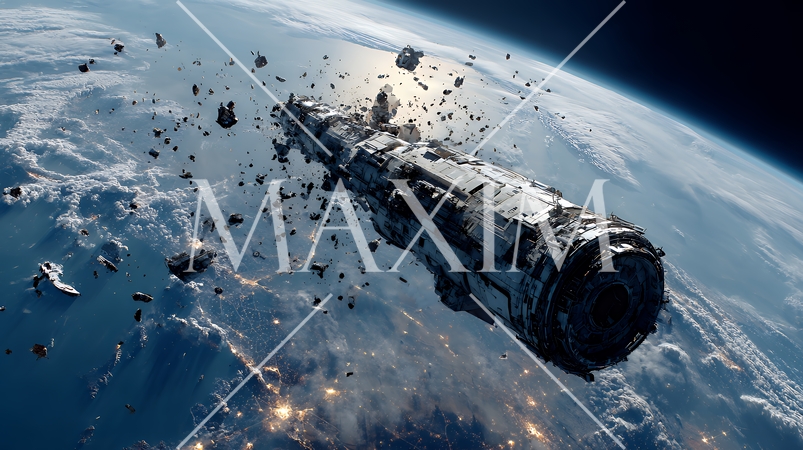 デブリと衝突して破損した人工衛星