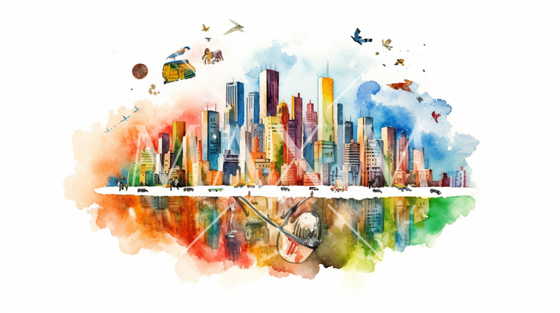 SDGs：SDGsのイメージの水彩画