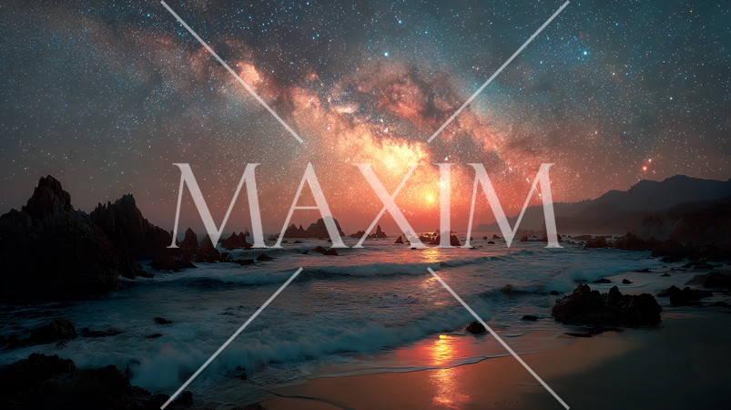 天文学のポスター用図版：天の川とランドスケープ