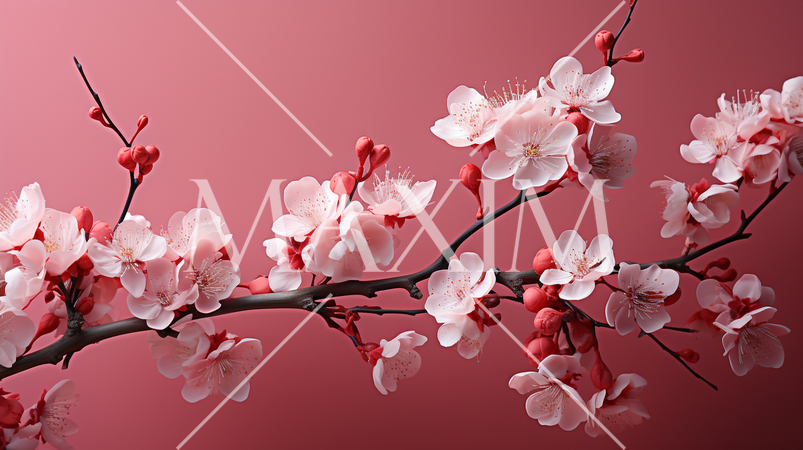 満開のサクラの幻想的な写実的表現