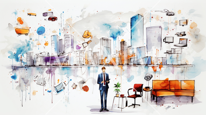 色々なビジネスシーン要素：落書きのような表現