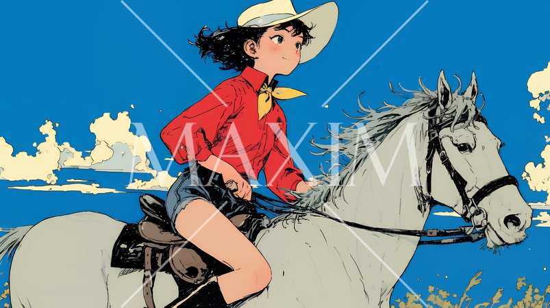 乗馬をしている若い女性