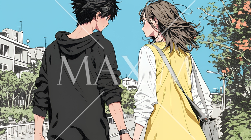 希望に満ちたライフスタイルを過ごす若いカップル：未来を見つめている