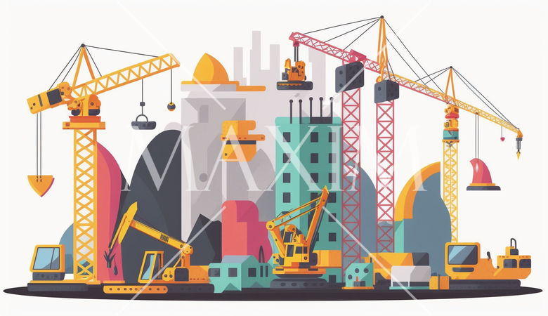 都心のビル建設現場、プロジェクト管理。