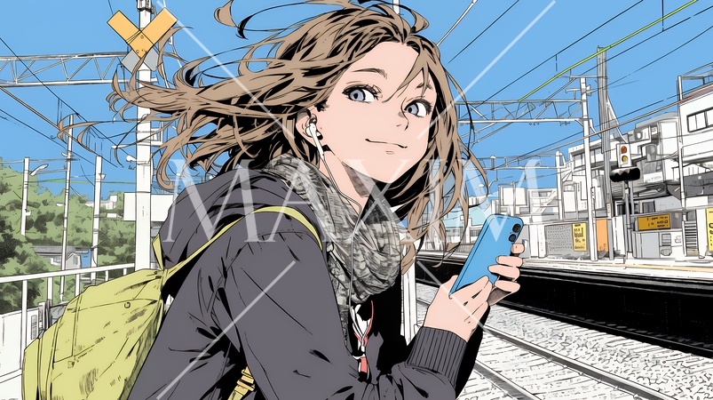 嬉しそうな表情でスマホを使っている女性