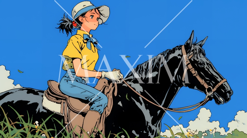 乗馬をしている若い女性