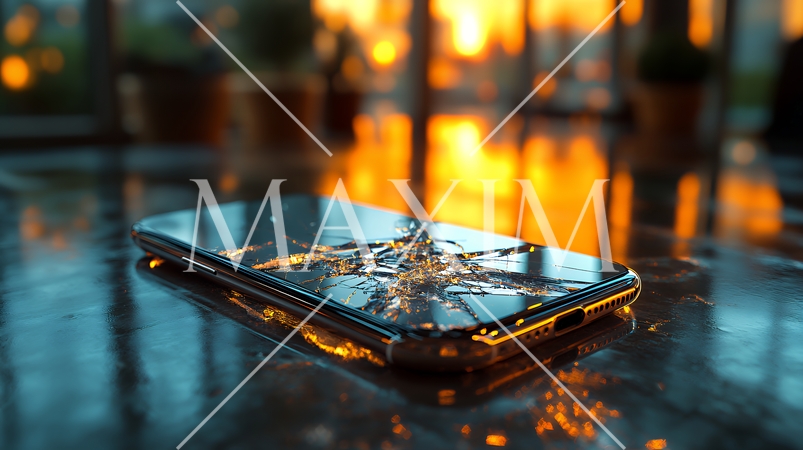 画面に危機的なヒビの入ったスマートフォン