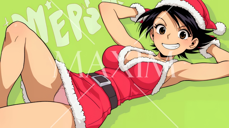 クリスマスファッションの若い女性