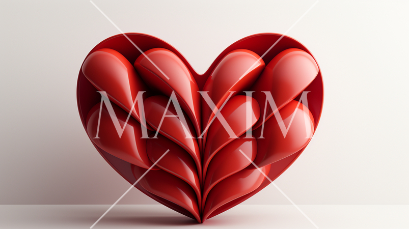 ハートの形の立体（3D）オブジェクトの白背景イラスト