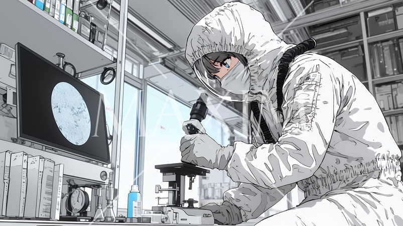 クリーンルームで作業中のエンジニア