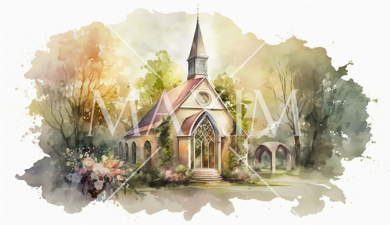 ウェディングベルチャペルの水彩画