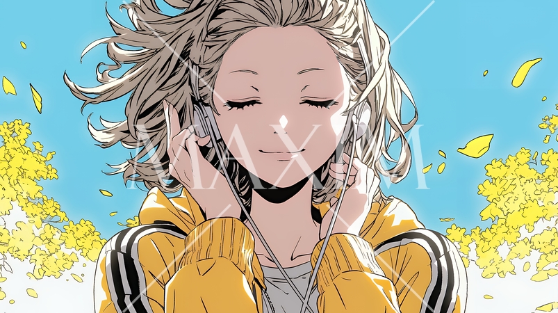 うっとりしている女性：大好きな音楽を聞いている女性