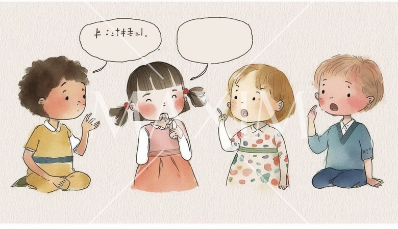 仲良くおしゃべりをしている子供達