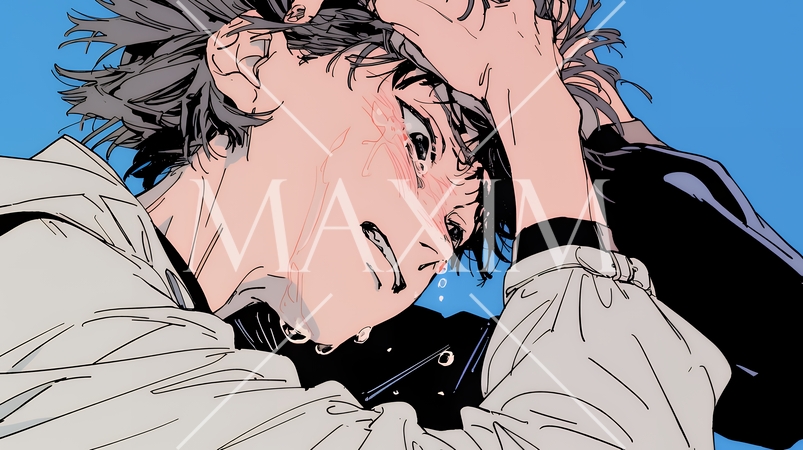 泣き崩れている男性