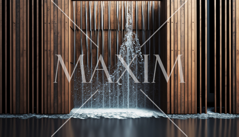 立板に水：「立っている板塀に水が流れている」を実写風にしました。