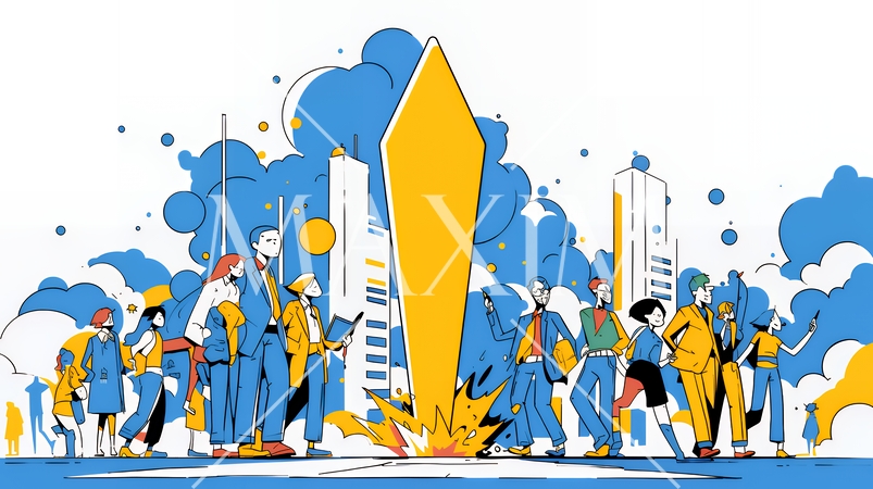 上昇グラフで会社の成長を表すビジネスチーム｜企業発展と成功のビジネスコンセプト