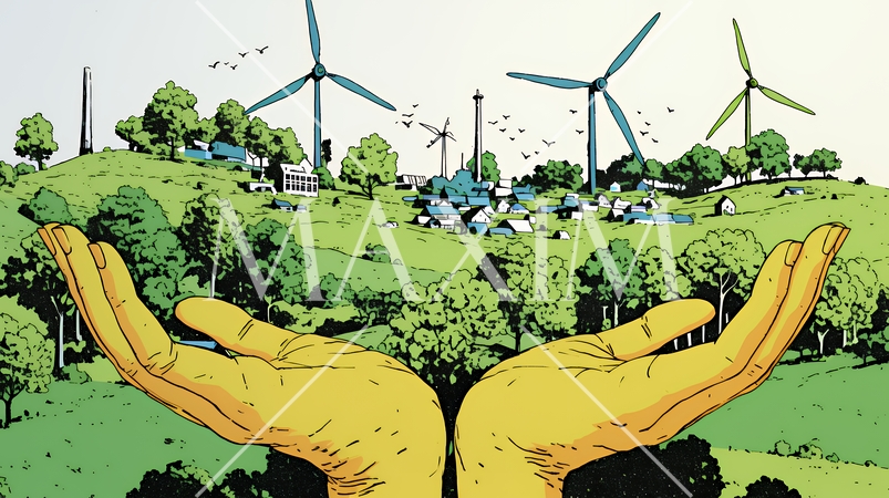 ESG経営とサステナビリティのビジネスコンセプト｜環境・社会・ガバナンスを表す企業向けイラスト