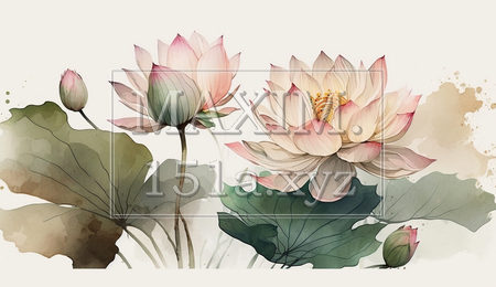 ハスの花の水彩画（イラストID:8147558-18278）