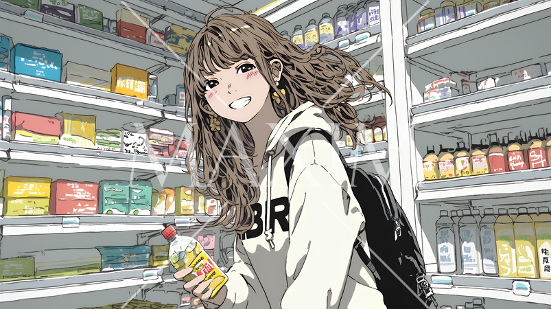 コンビニで新作スイーツを物色中の若い女性