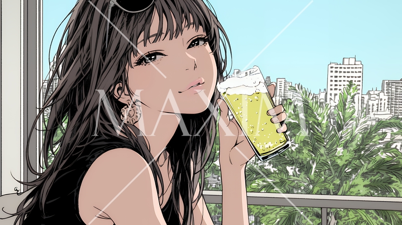ビールを飲んでいる女性