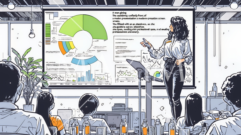 セミナーの講師をしている女性