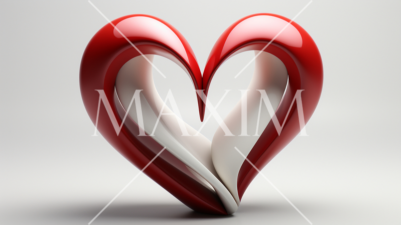 ハートの形の立体（3D）オブジェクトの白背景イラスト