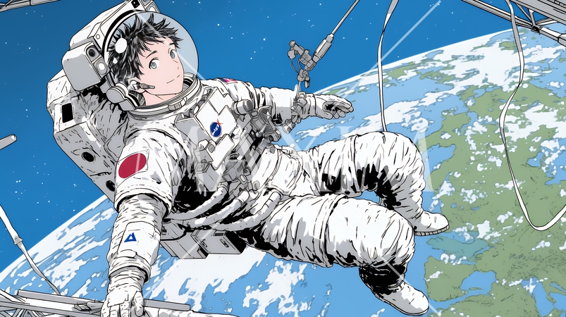 宇宙で活動中の宇宙飛行士