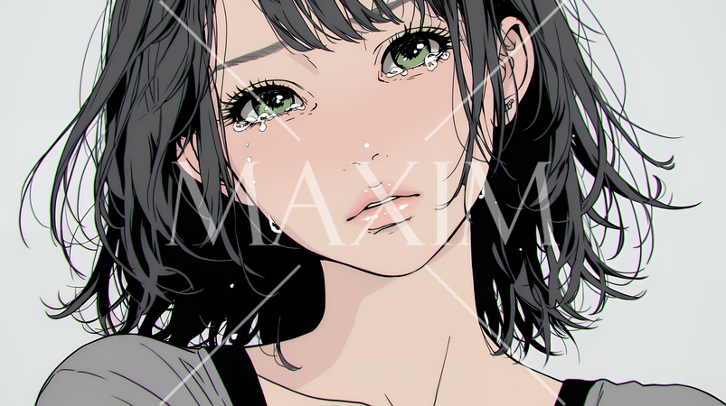 涙ぐむ若い女性