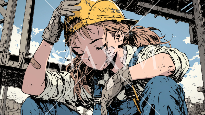 肉体労働をしている若い女性