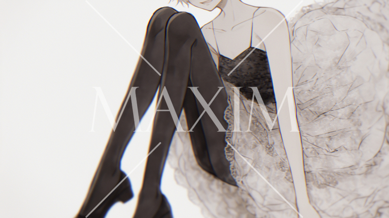 白いフレアスカートをはいてしゃがんでいる女性・花嫁