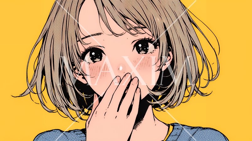 失言をして恥ずかしくて思わず口を手で覆っている若い女性