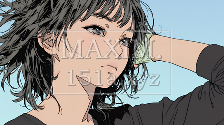 髪をいじる若い女性｜髪型や身だしなみを気にする女性のイラスト素材（イラストID:8201564-20580）
