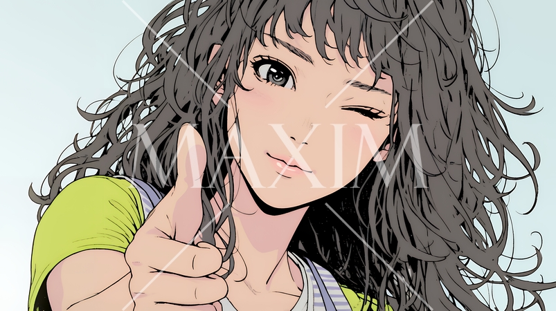 親指を立てて賛成の意思表示をしている若い女性