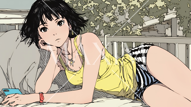 キャミソール姿の若い女性  /  Young Woman in a Camisole Top